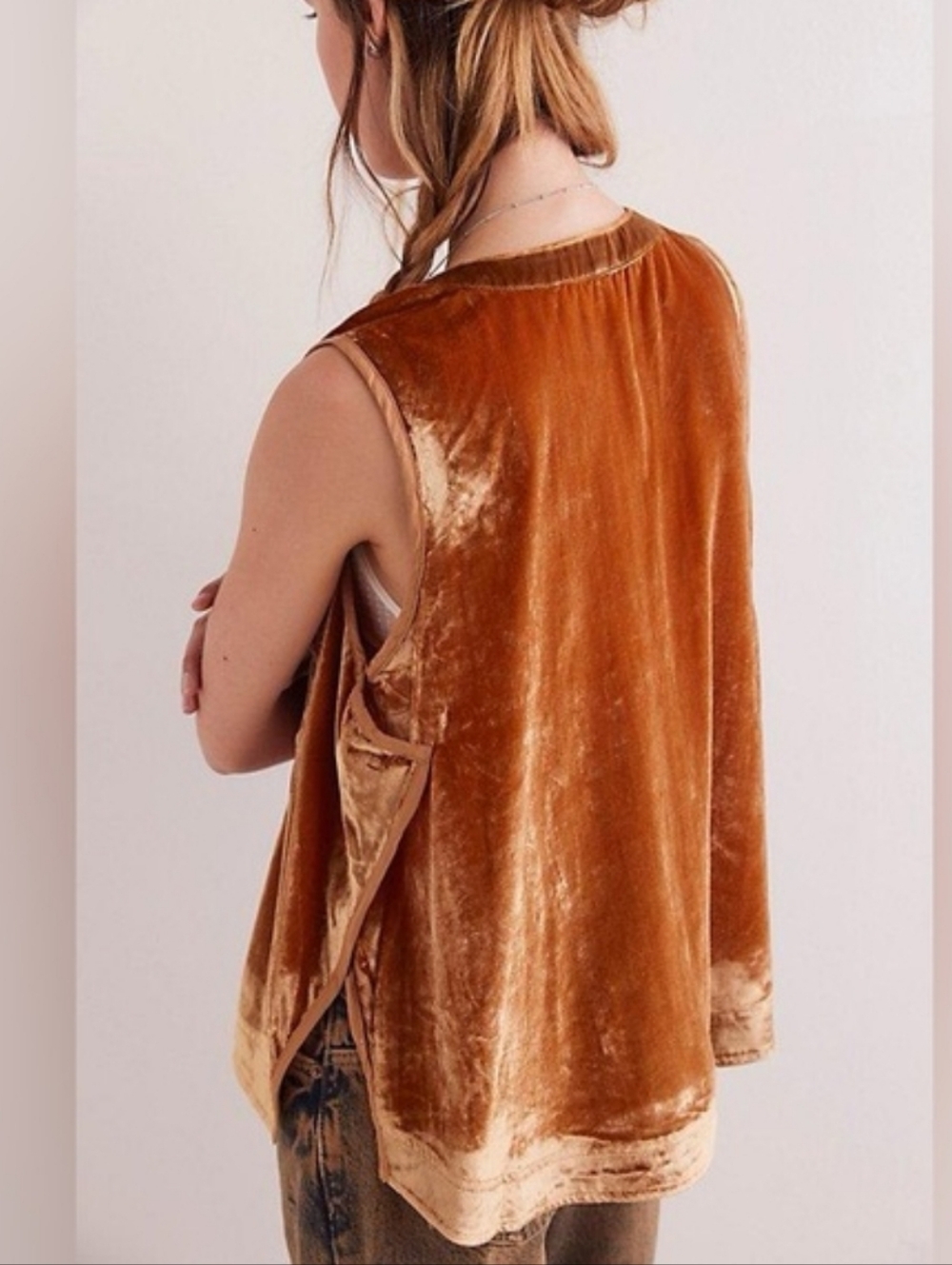 Free People We The Free Velvet South Side Shirt - Amber | L - Picture 2 of 8